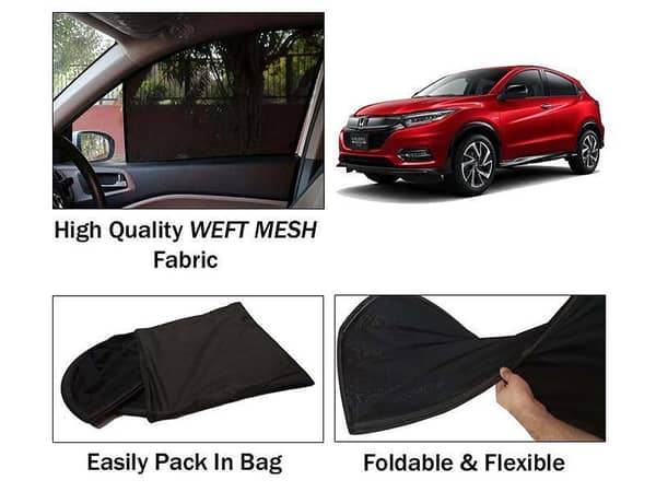 Honda Vezel Sun Shades (2013-2022) - 4-Piece Set, Foldable Mesh Fabric for Heat Protection