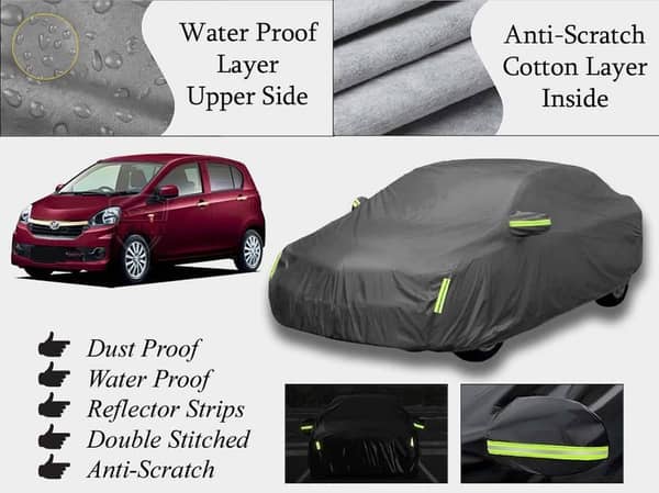 Daihatsu Mira 2013-2017 Car Top Cover | Grey | Double Layer | Waterproof and Dustproof | Anti-Scratch