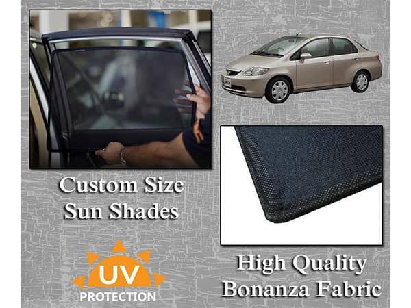 Sun Shades for Honda City (2003-2008) | Original Size | Bonanza Fabric with Thick Rods