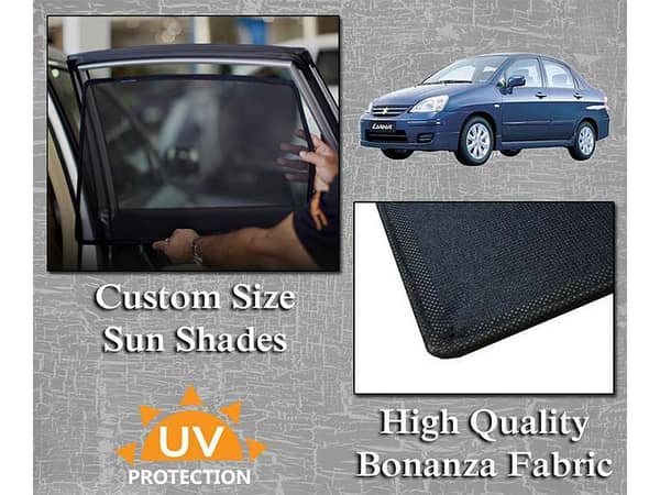 Sun Shades for Suzuki Liana 2006-2014 | Original Size with Bonanza Fabric and Thick Rods