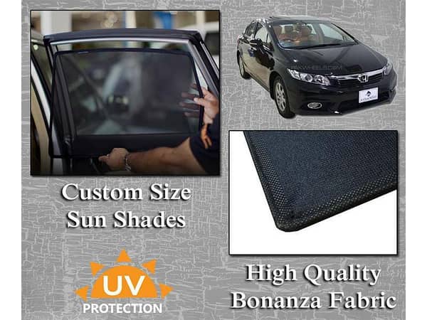 Sun Shades for 2012-2016 Honda Civic | Bonanza Fabric with Thick Rods | Fits Original Size
