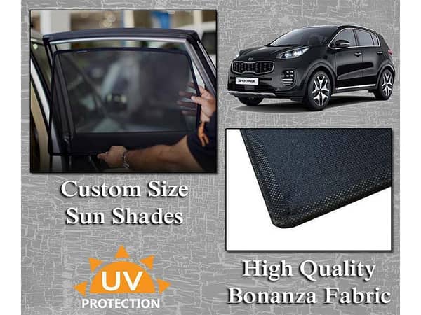 Kia Sportage Sun Shades (2019-2022) - Original Size with Bonanza Fabric and Thick Rods