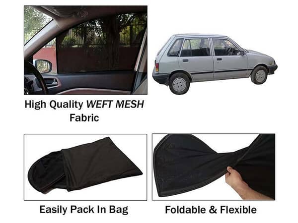 Suzuki Khyber Sun Shades (1989-1999) | 4-Piece Set | Foldable Mesh Fabric for Heat Protection