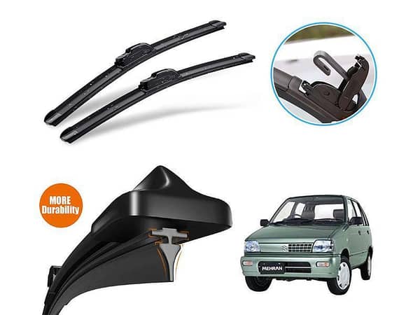Silicone Wiper Blades for Suzuki Mehran 1988-2019 | Graphite-Coated Rubber Set of 2 | Soft Boneless Design