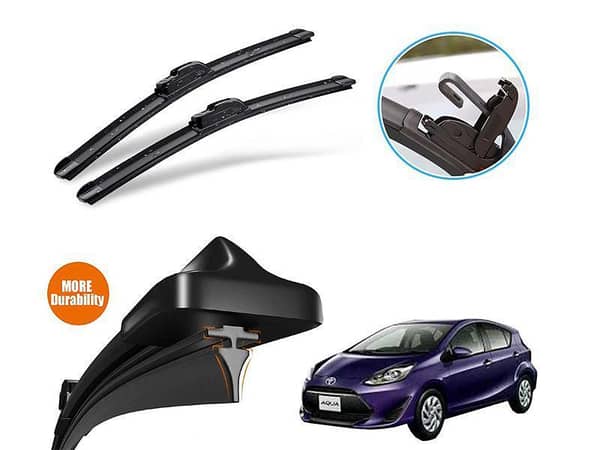 Silicone Wiper Blades for Toyota Aqua (2012-2022) | Graphite Coated Soft Rubber | 1 Pair