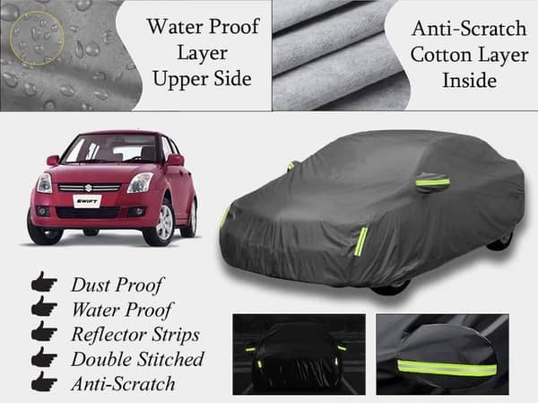 Suzuki Swift 2017-2023 Car Top Cover - Grey, Double Layer, Water and Heat Resistant, Anti-Scratch Design