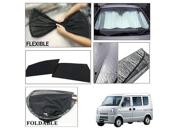 Suzuki Every Bundle Pack of Foldable Sun Shades and Front Silver Shade