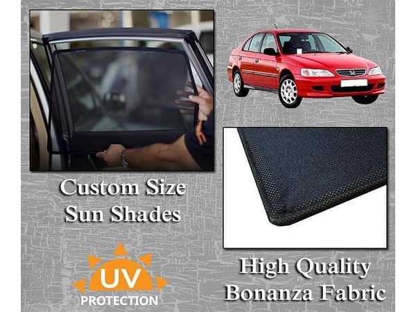 Sun Shades for Honda City 1997-2003 | Original Size with Bonanza Fabric and Thick Rods