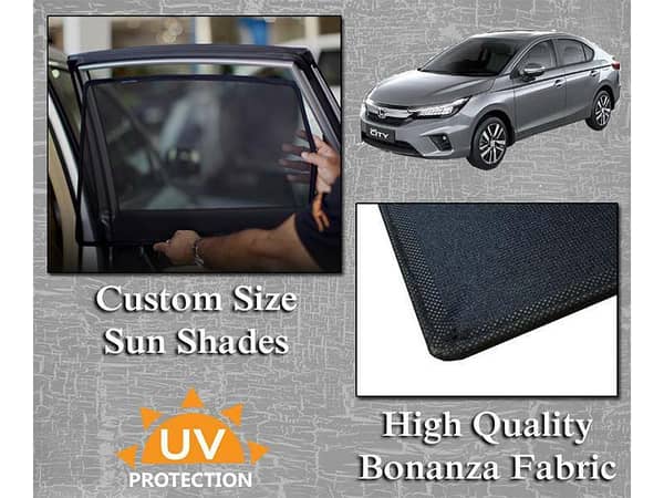 Sun Shades for Honda City 2022-2023 | Made with Bonanza Fabric and Thick Rods | Original Size