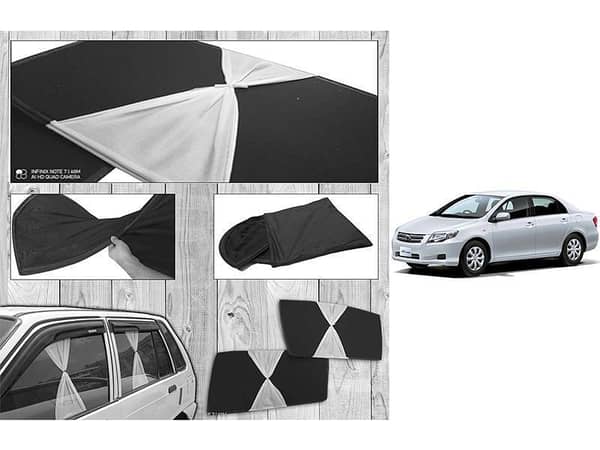 Foldable Sun Shades for Toyota Axio (2007-2010) with Fancy Design