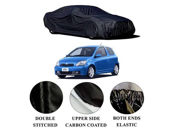 Toyota Vitz Car Top Cover (1998-2005) - Polymer Carbon Coated, Waterproof, Double Stitched