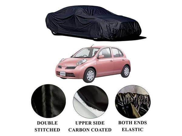 Nissan March Car Top Cover (2002-2010) - Polymer Carbon Coated, Double Stitched, Waterproof