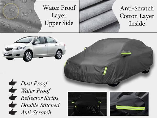 Toyota Belta 2005-2012 Car Top Cover - Grey, Double Layer, Scratch-Resistant, Waterproof, Heat-Resistant
