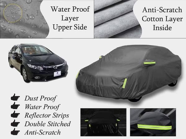 Honda Civic Top Cover 2013-2015 | Grey | Double Layer | Heat and Water Resistant | Anti-Scratch