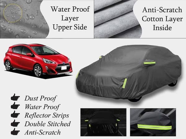 Toyota Aqua 2012-2020 Grey Top Cover | Double Layer, Waterproof, Anti-Scratch, and Heat Resistant