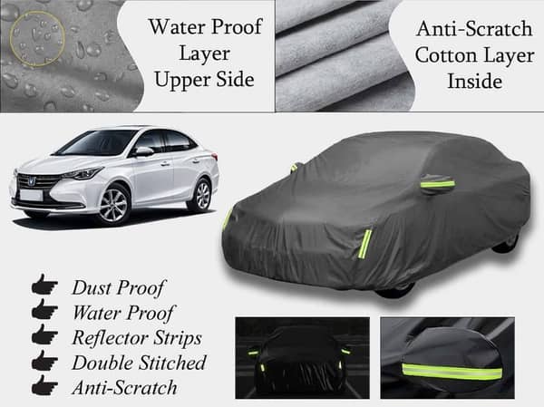 Changan Alsvin 2021-2024 Car Top Cover in Grey | Double Layered, Waterproof, Scratch Resistant, Heat Resistant