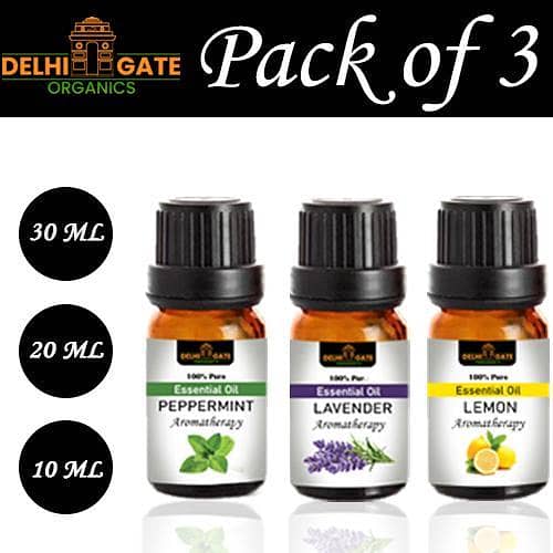 Natural Aromatherapy Set: Peppermint, Lavender, and Lemon Essential Oils by 100% Pure