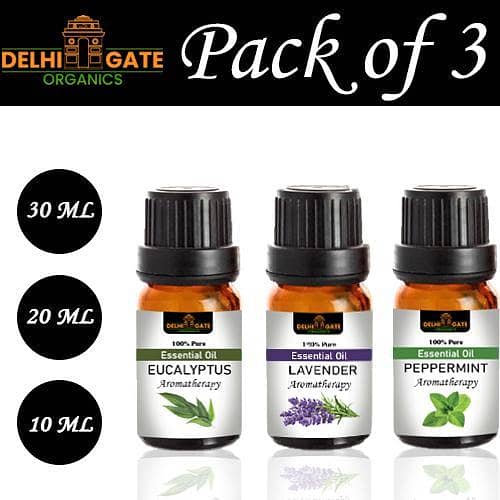 Set of 3 - 100% Pure Eucalyptus, Lavender, and Peppermint Essential Oils for Aromatherapy