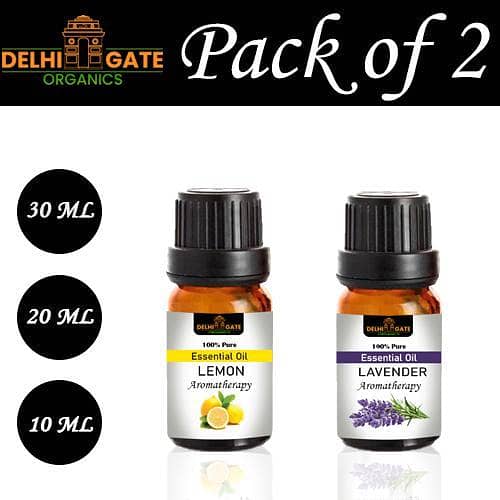Set of 2 - Pure Lavender Essential Oil and Lemon Aromatherapy Oil