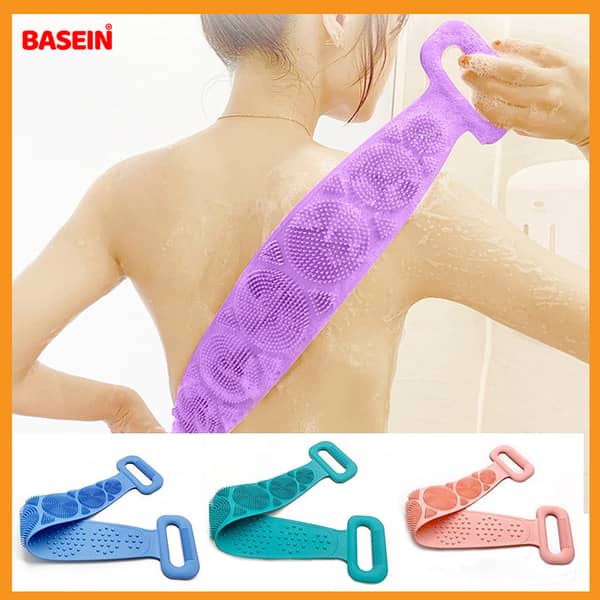 BASEIN Silicone Back Scrubber and Body Brush for Shower - Exfoliating and Cleansing Tool for Men and Women