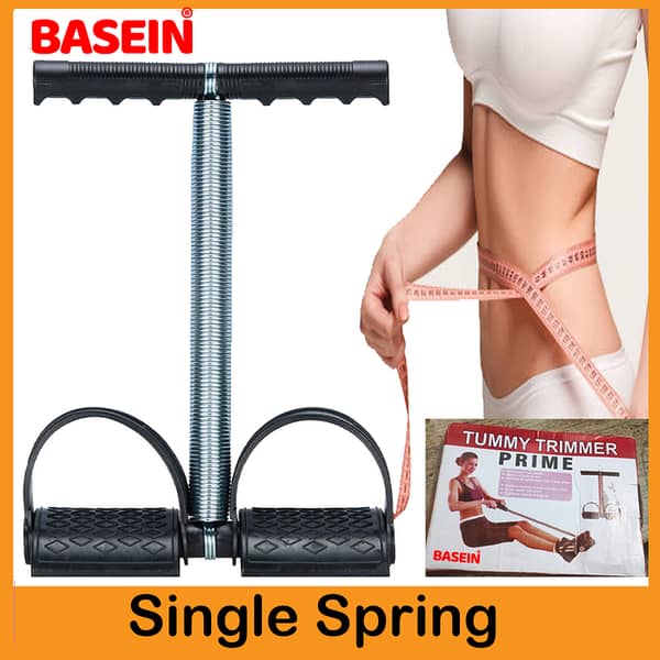 BASEIN Double Spring Tummy Trimmer - High Quality Weight Loss Equipment for Home Gym
