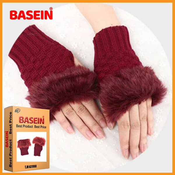 BASEIN Women's and Girls' Winter Faux Fingerless Wool Knit Gloves - Ideal Christmas Gift