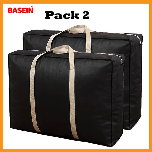 BASEIN PACK 2 Non-woven Storage Bags for Clothes and Quilts - Large Capacity Luggage Bags for Bedroom and Wardrobe Organization