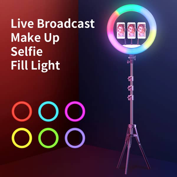 MJ36 RGB Soft Ring Light (36cm) - 16 Color LED Circle Light for Photography and Video, Includes Phone Clip, Excludes Stand