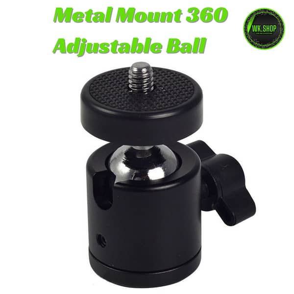 360-Degree Rotating Mount for Tripod Stands and DSLR with 1/4" 6MM Universal Thread - Tripod Stand Not Included