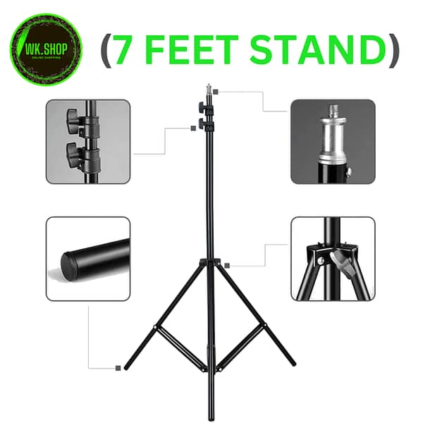Aluminum Tripod Light Stand - 7 Feet / 2.1M, Versatile for DSLR and Ring Fill Light in Studio Settings