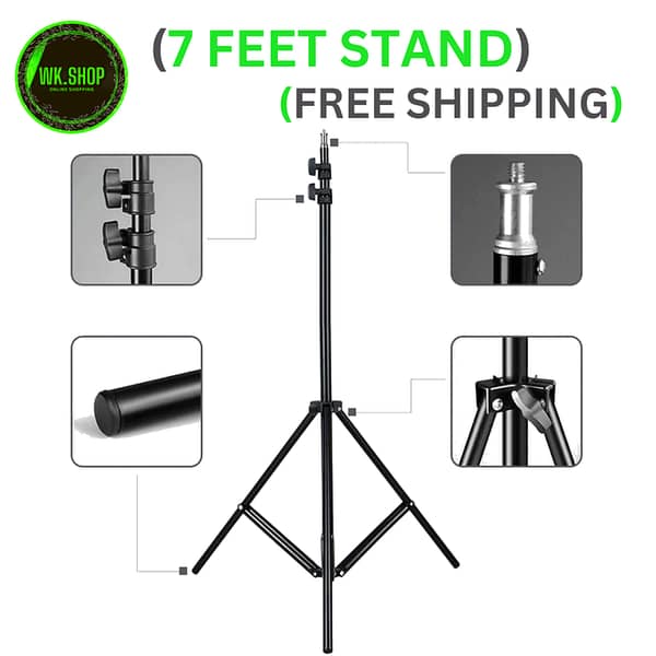 Aluminum Tripod Light Stand, 7 Feet / 2.1M, for DSLR and Multipurpose Ring Fill Light in Studio Settings