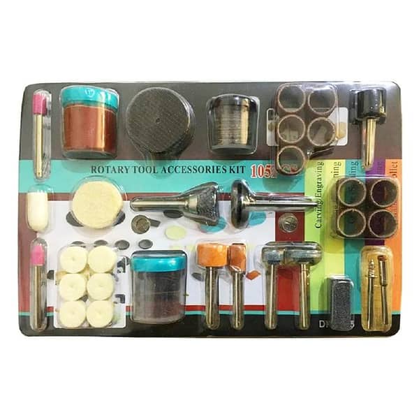 105-Piece Rotary Tool Accessory Kit for Mini Drill Machine, Includes Polishing, Cutting, Grinding, and Carving Tools