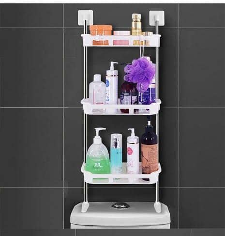 Triple Layer Wall Mounted Bathroom Rack - Multifunctional Hanging Basket for Bathroom Organization by Household