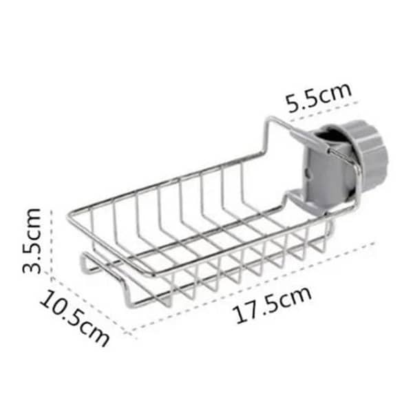 Adjustable Stainless Steel Sponge Holder Rack for Kitchen Faucet - Sink Caddy Storage for Soap and Utensils