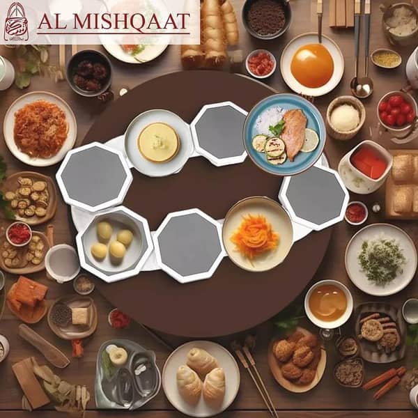 Lazy Susan Rotating Serving Tray - Expandable and Portable for Kitchen and Dining Table Use