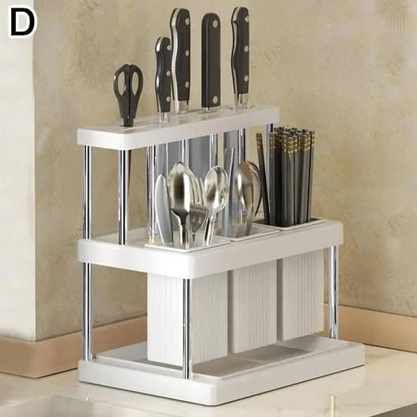 Cutlery Storage Rack for Kitchen Countertop - Knife, Spoon, Fork, and Utensil Organizer with Chopstick Holder