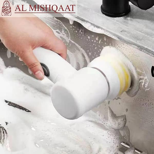 5-in-1 Handheld Electric Scrubber for Car Waxing and Home Cleaning with 3 Interchangeable Brush Heads and 360-Degree Rotation