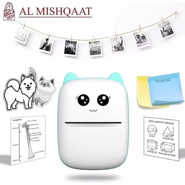 Mini Cat Pocket Thermal Printer with Bluetooth for Photo and Label Printing - 58mm Wireless Compatibility for Android and iOS Devices