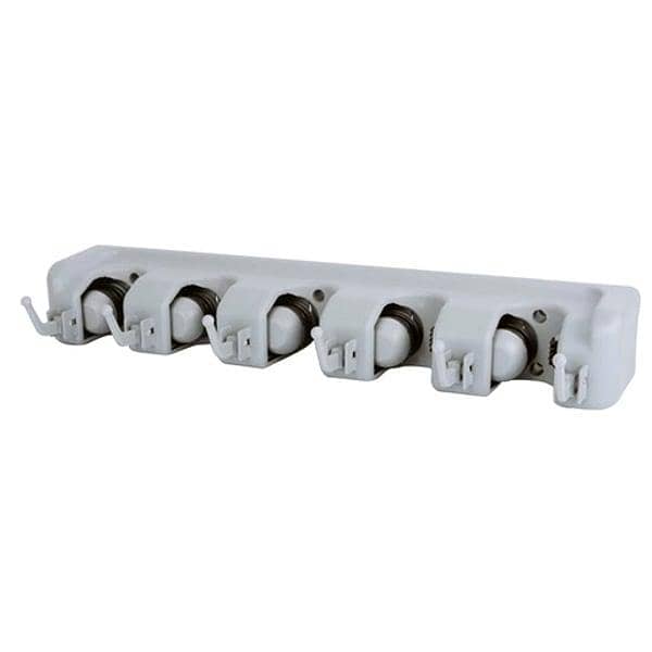 Plastic Mop and Broom Organizer - Wall Mount Holder for Kitchen, Bedroom, and Bathroom Storage