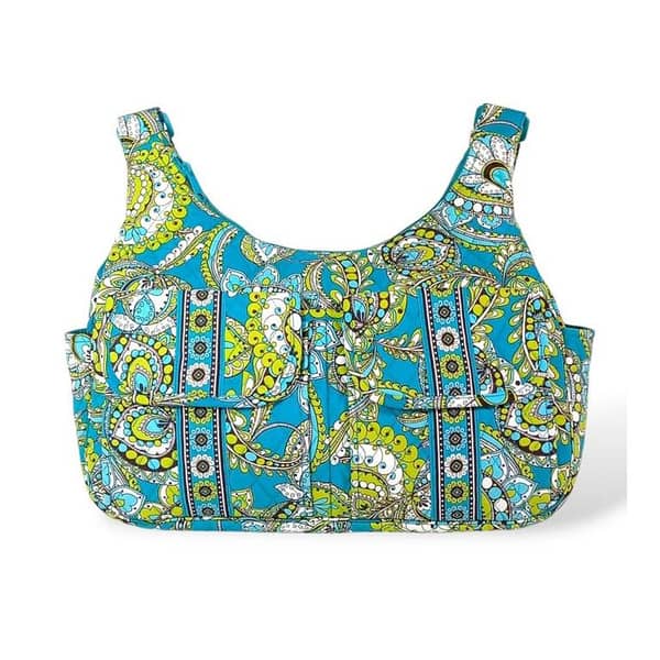 Vera Bradley Dark Vintage Floral Printed Crossbody Bag - Washable Quilted Fabric, Large Capacity Hobo Handbag for Women