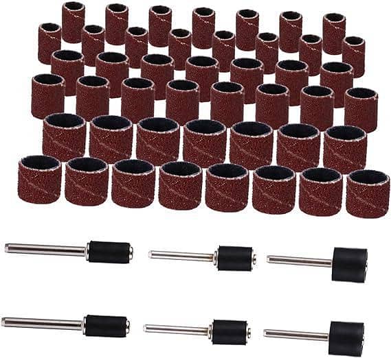51-Piece Sanding Bands and Sleeves for Manicure and Nail Care, Compatible with Rotary Tools, Includes Drum Mandrels