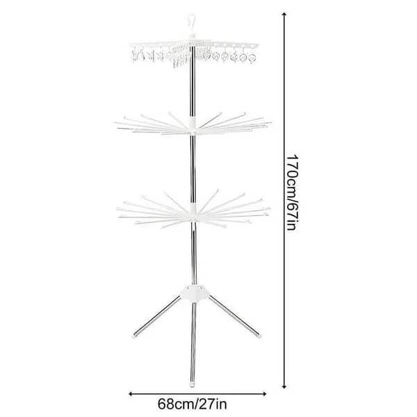 Collapsible 3-Tier Clothes Drying Rack, Portable Indoor Laundry Stand, Foldable Tripod for Drying Clothes