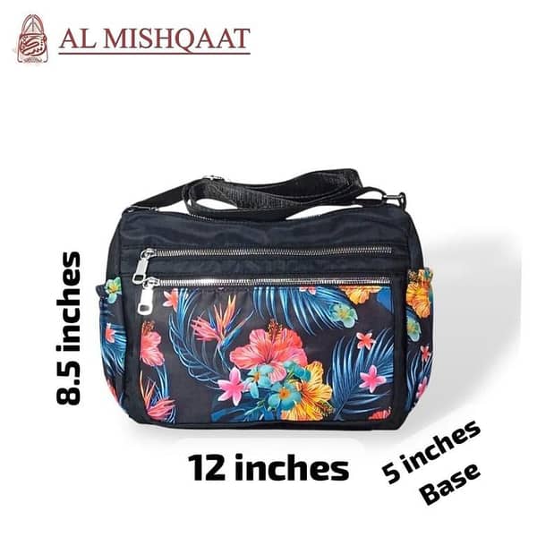 Crossbody Printed Parachute Shoulder Bag / Crossbody bags with Durable Zipper and Adjustable Strap with black base