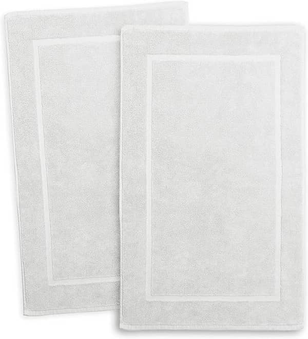 Hearth & Harbor 2-Pack Cotton Bath Mats, 20” x 34” Floor Towels for Bathroom, Kitchen, Shower & Spa - Anti-Slip & Machine Washable