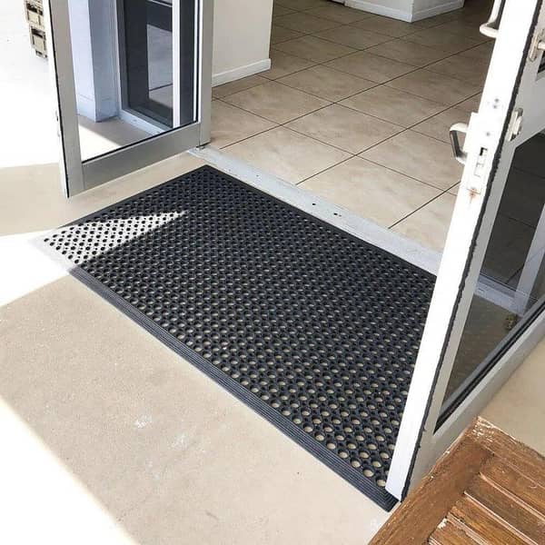 PVC Rubber Anti-Skid Hollow Floor Mat for Home, Office, and Shops - 2x3 Feet, Black, Ideal for Rainy Weather