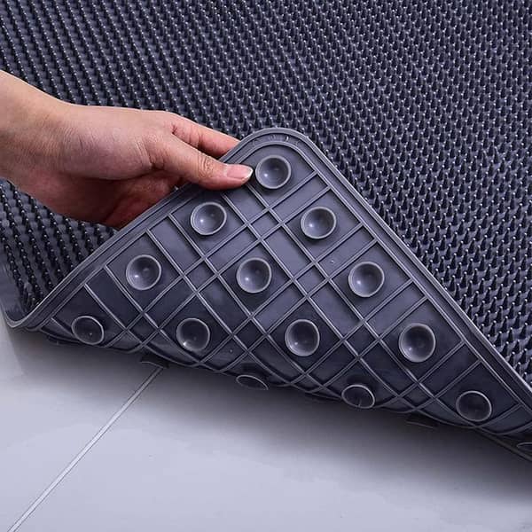 Washable PVC Shower Mat with Suction Cups - Non-Slip Bath Mats for Bathroom Floor and Tub Shower, Antifatigue Massage Design