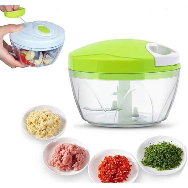 Manual Mini Speedy Chopper with 3 Blades for Vegetables and Meat - Hand-Pulled Turbo Cutter for Easy Food Preparation