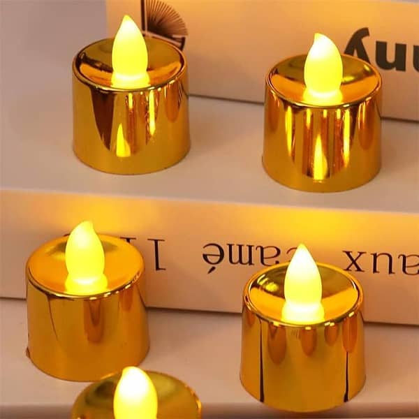 Set of 6 or 12 LED Flameless Candles in Gold and Silver for Weddings, Parties, and Home Decor with Battery Power