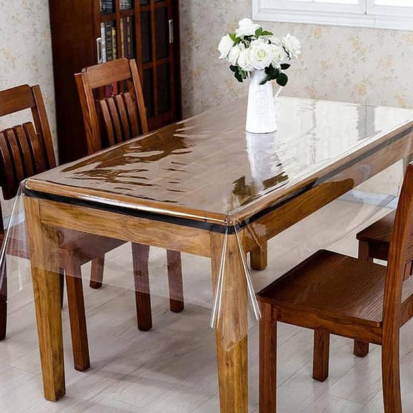 Transparent Waterproof Table Cover for 6-Seater Dining Table (5x7.5 Ft) - Easy to Clean Protector for Kitchen and Family Gatherings