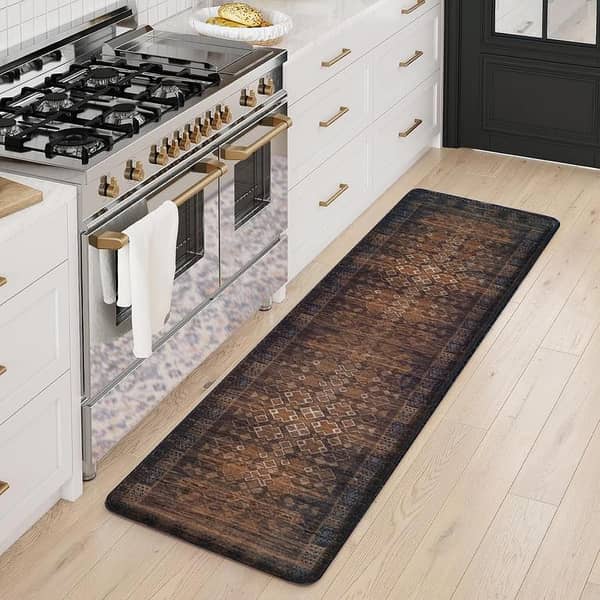 Cushioned Anti-Fatigue Kitchen Runner Mat, 2 x 6 Feet, Red Non-Skid Washable Floor Mat for Kitchen, Office, Laundry, and More
